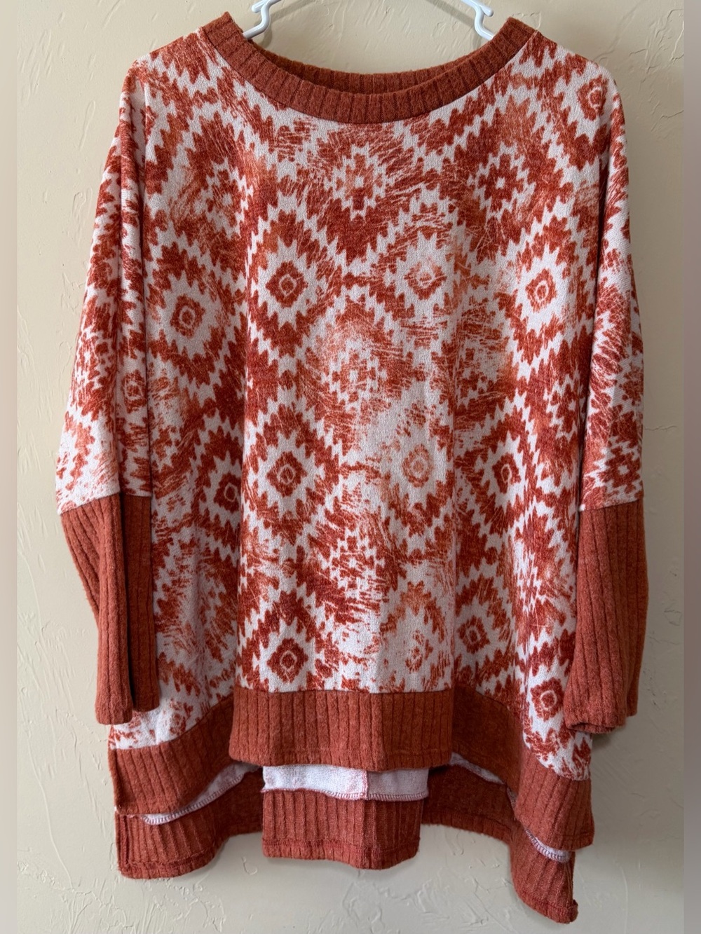 Beeson River Rust & Cream Aztec Crewneck Sweater